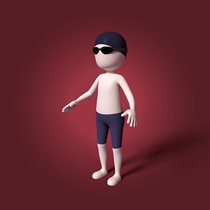 cartoon swimmer 3D model