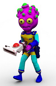 alien cartoon obj
