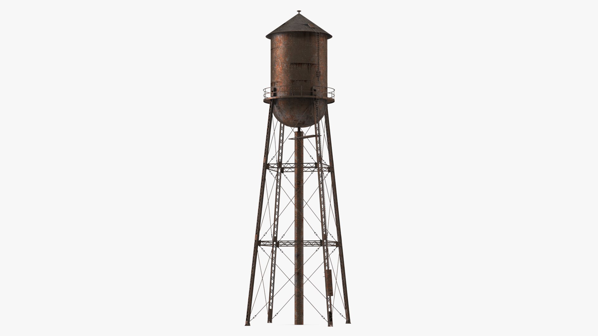 Abandoned Water Tower Rusty 3D model preview