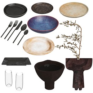 Rustic Tableware Collection 3D model