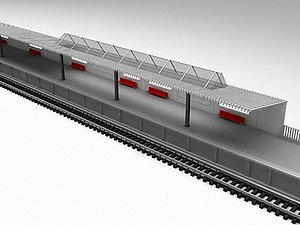 uni-track sided railway station 3d model