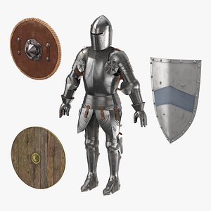 3d medieval armor 3 shields