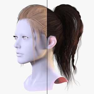 3D Loose High Ponytail with Strands - Realistic 3D Hair model