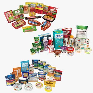 3D model Deli Cheese Yogurt Cabinet Products Collection