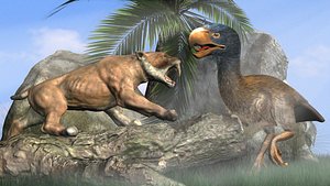 Titanis Walleri - Terror Bird RIGGED vs Smilodon