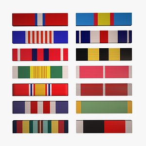 14 military ribbons - 3D model