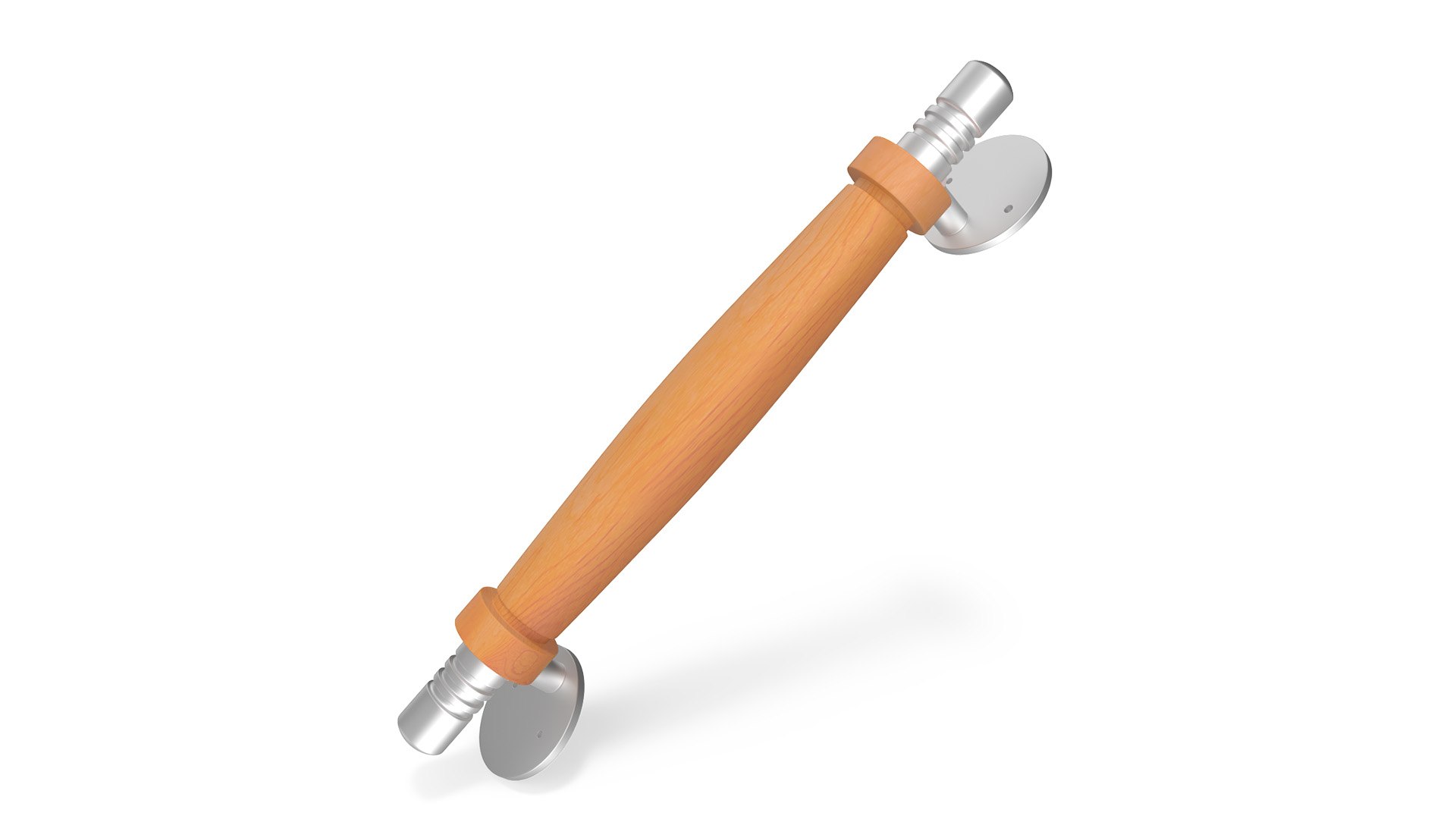 Door Metal Handle with Wooden Oval Insert 3D model preview