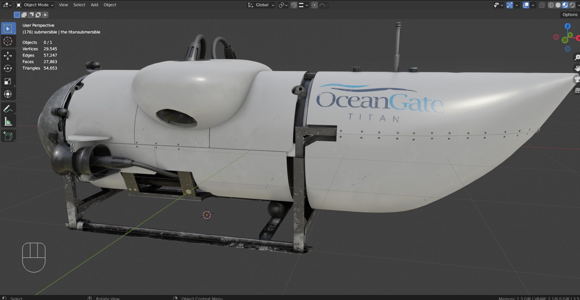 OceanGate Titan Submersible - Submarine 3D Model - TurboSquid 2124599