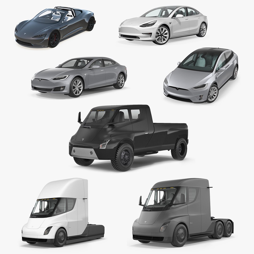 Tesla Cars Big 3D Models Collection 2