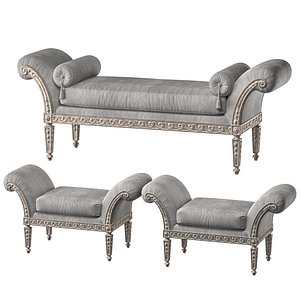 3D model juliettes interiors italian bench and pouf art 147
