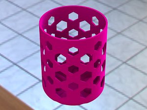 Plastic Office Pen Holder 8 cm 3D