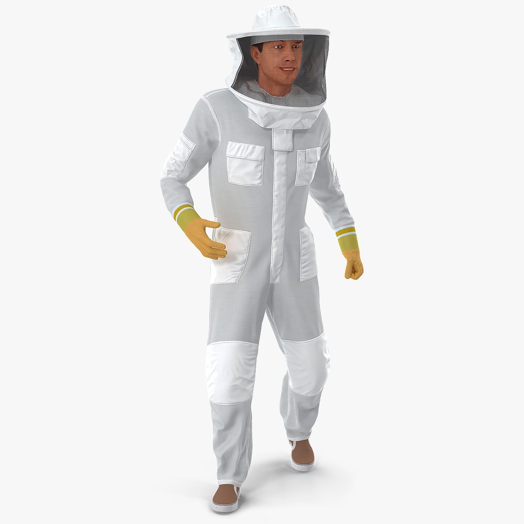 Man wearing Beekeeping Suit Rigged 3D model preview