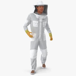3D model man wearing beekeeping suit