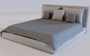 3D model Realistic Bed 3D Model  High and Low Poly Versions Included
