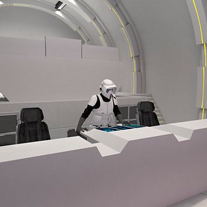 Mission Control Hub With Pilots And Panels White 3D model