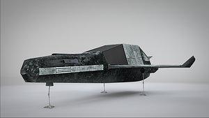 simple old battle-scarred spaceship 3ds