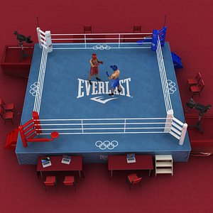 Detailed Boxing Ring with Boxer