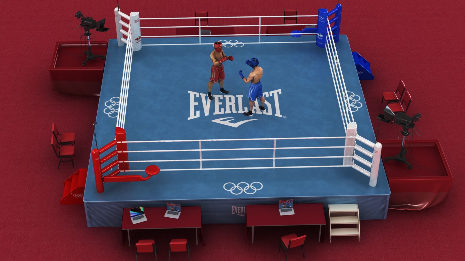 Detailed Boxing Ring With Boxer 3D Model - TurboSquid 1960280