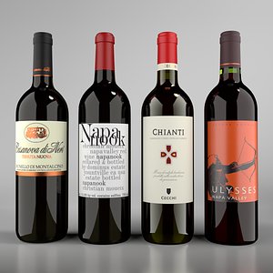 Wine Red Bottle set1