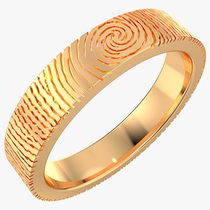 Wedding Set Rings Finger Print Styles CAD Design- CC125M 3D model