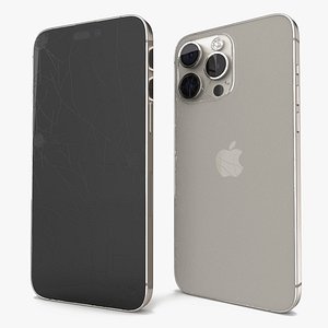 Natural Titanium IPhone 15 Pro Max Broken Glass