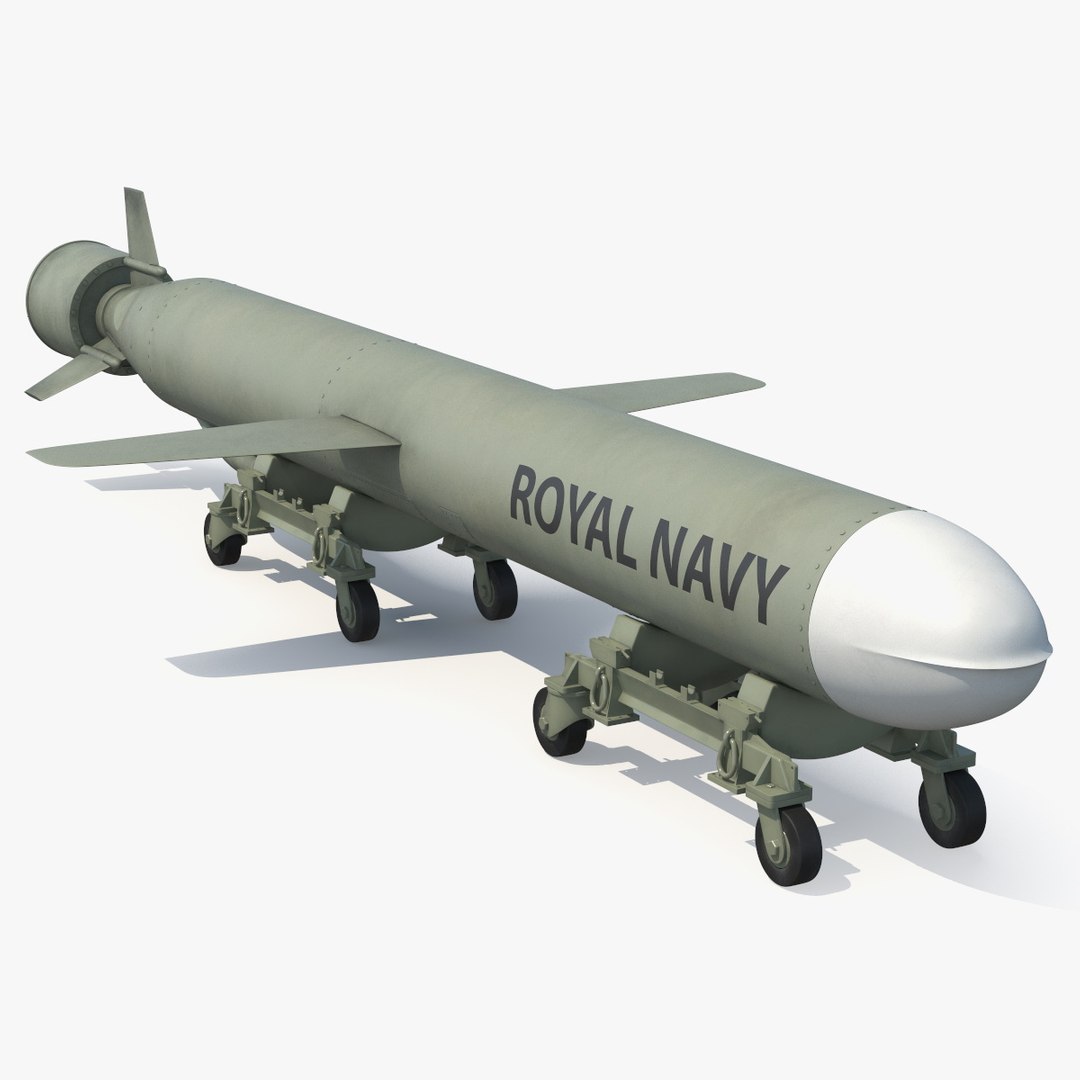 Royal Navy Missile on Trolley 3D model preview