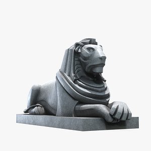 3D Art Deco Lion Sculpture model