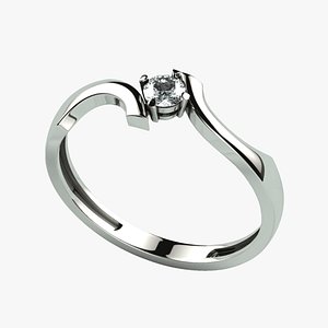 3D model 3mm Diamond Gold Ring