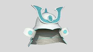 Samurai Helmet 05 White Blue - Fantasy Character Design model