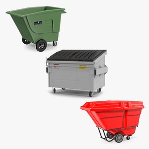 Wheeled Garbage Cans Collection 3D model