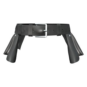 3D Ruffled Black Leather Peplum Style Belt