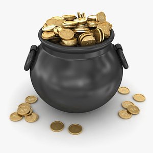 3d model pot gold coin