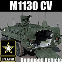 US Army M1130 Command Vehicle Stryker CV (with detailed interior) MAX OBJ