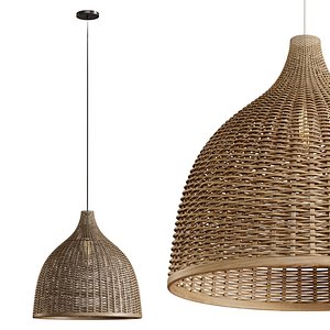 Rattan Pendant Light Handmade Basket Lamp 3D model