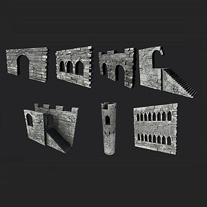 Collection of Old Castle Ruins Models 3D model