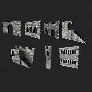Collection of Old Castle Ruins Models