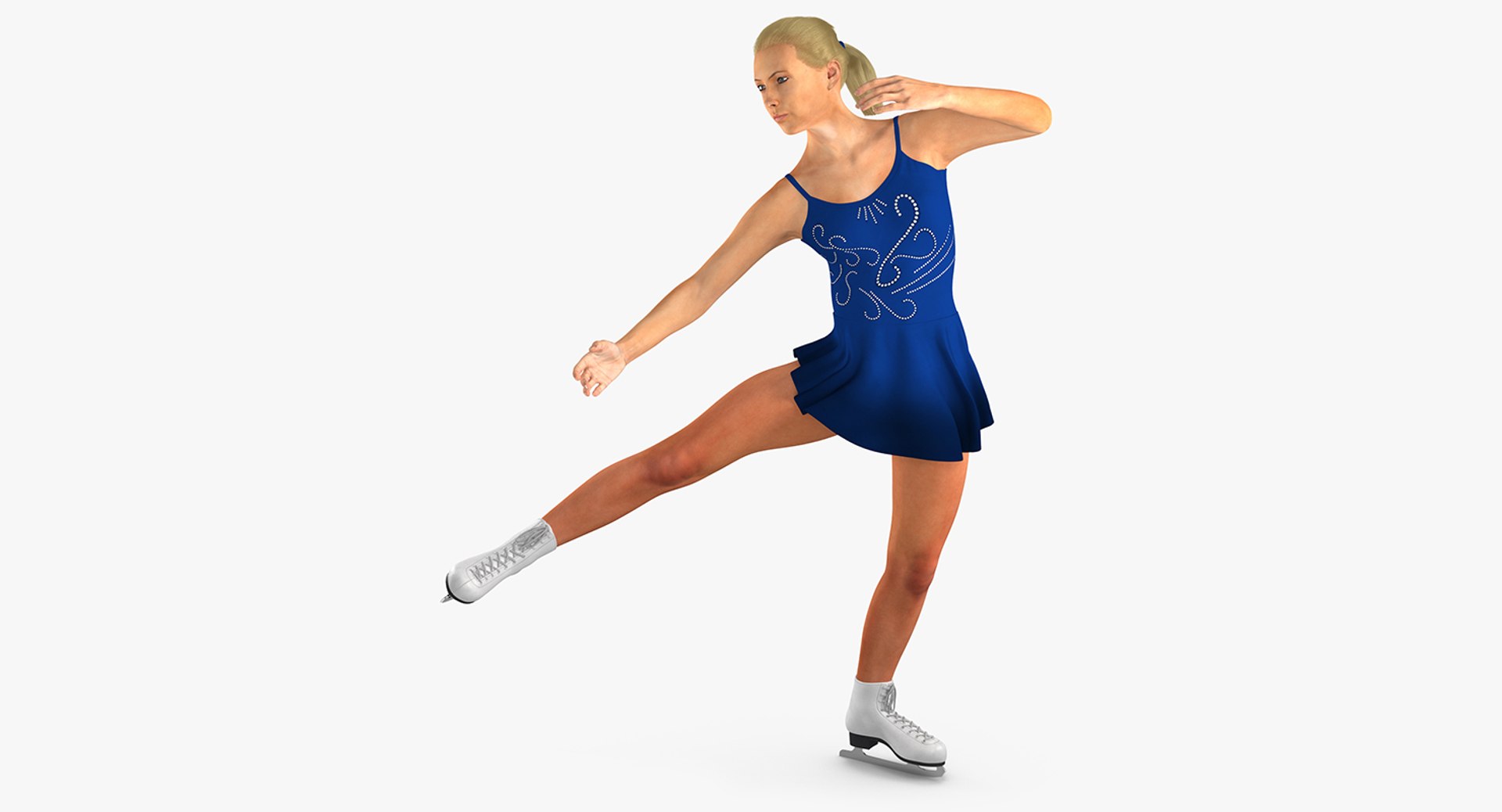Female Figure Skater 2 Dancing Pose 3D Model 3D model preview