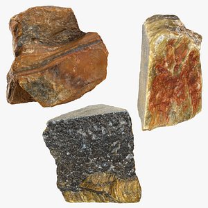 3D Tigers Eye Stone Collection model