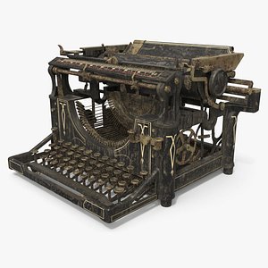 3D Rusty Vintage Typewriter with Worn Keys and Dusty Frame model