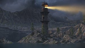 Rustic Lighthouse Island 3D model