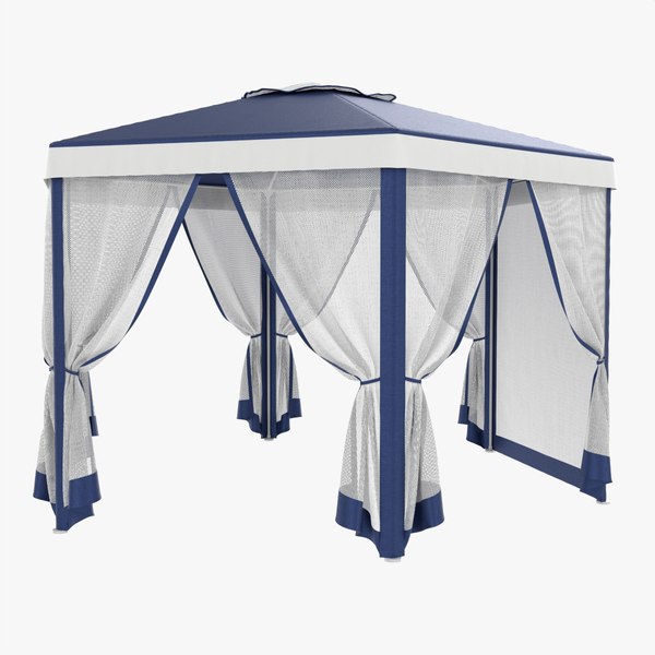 3D model Hexagonal Garden Gazebo with Side Panels 01