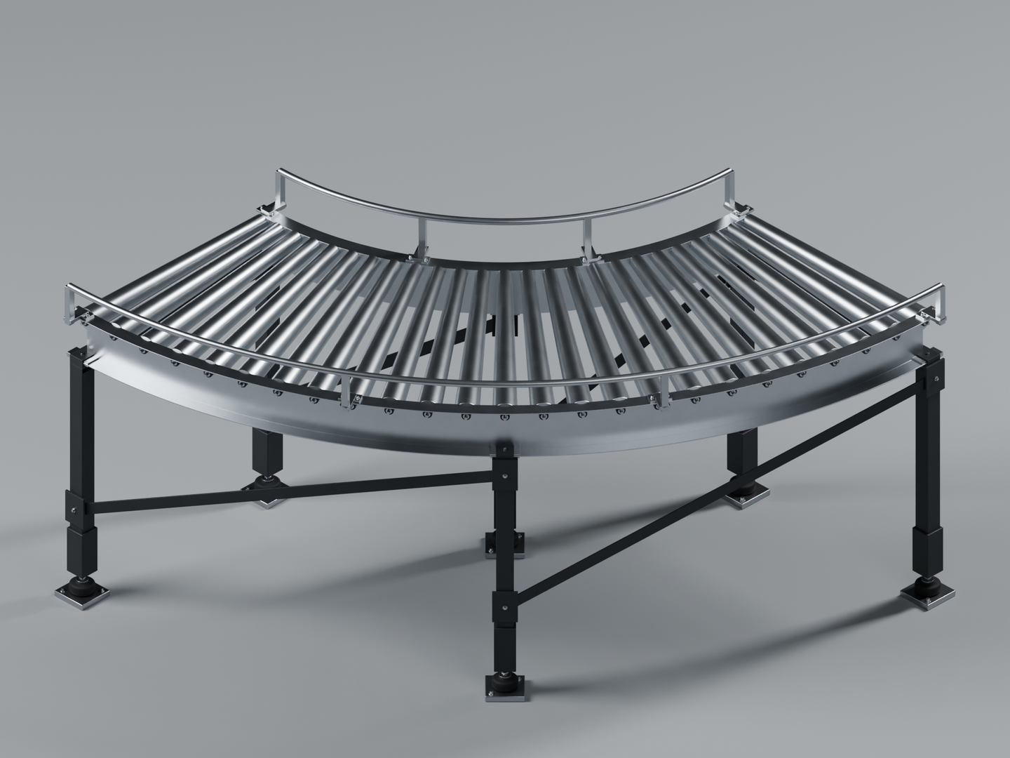 Curved Roller Conveyor model https://p.turbosquid.com/ts-thumb/ty/XPFq05/Rk/360/png/1791749449/1920x1080/turn_fit_q99/a929ddb2525b388c3dfa07e2b39fc91fde6e5553/360-1.jpg