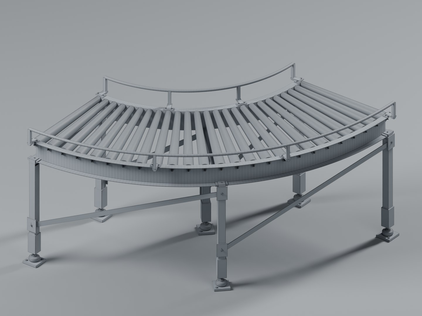 Curved Roller Conveyor model https://p.turbosquid.com/ts-thumb/ty/XPFq05/Uc/09_wireframe/png/1791749370/1920x1080/fit_q87/04c1a9f5fffe686fd65485177e9532a2ba07b1cc/09_wireframe.jpg