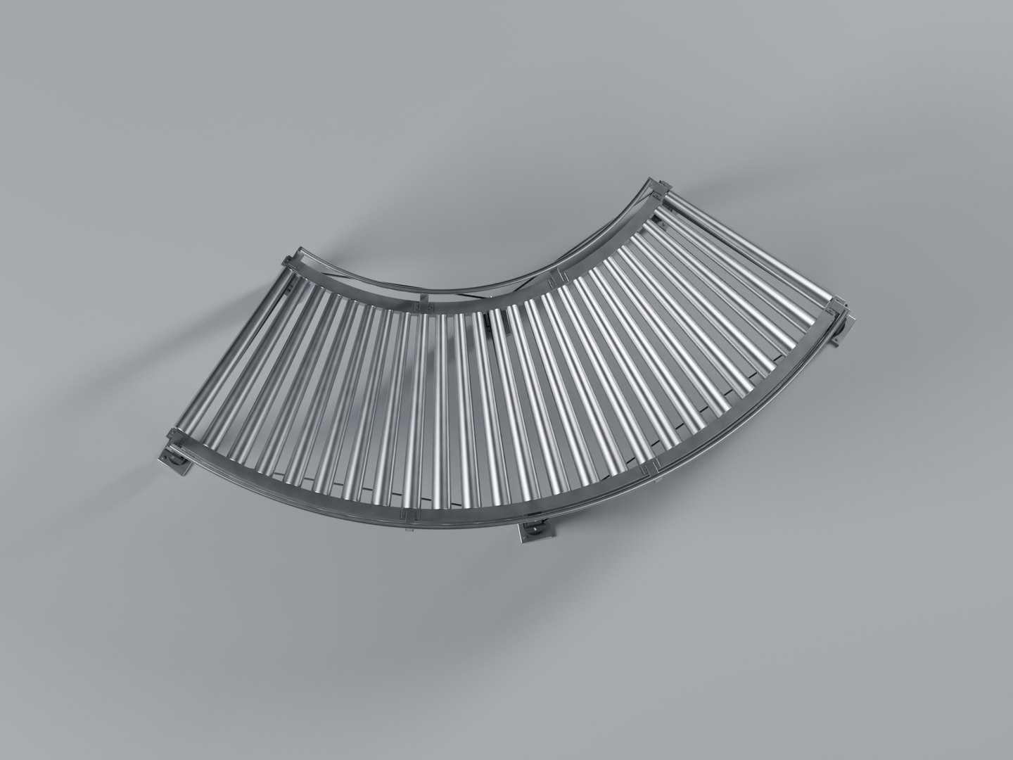 Curved Roller Conveyor model https://p.turbosquid.com/ts-thumb/ty/XPFq05/tI/08_overhead/png/1791749369/1920x1080/fit_q87/8a95a6133430c69051a2d9983020397becc793c0/08_overhead.jpg
