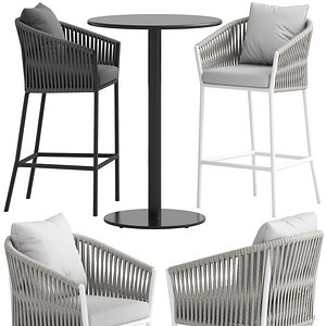 3D Coco Republic Catalina Bar Chair and Oslo Table