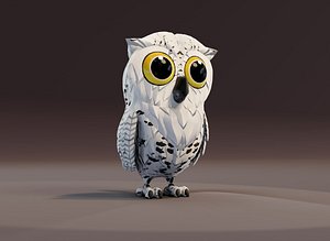 3D Cartoon Snowy Owl 3D Model