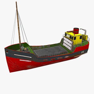 3D cargo ship boat pbr model