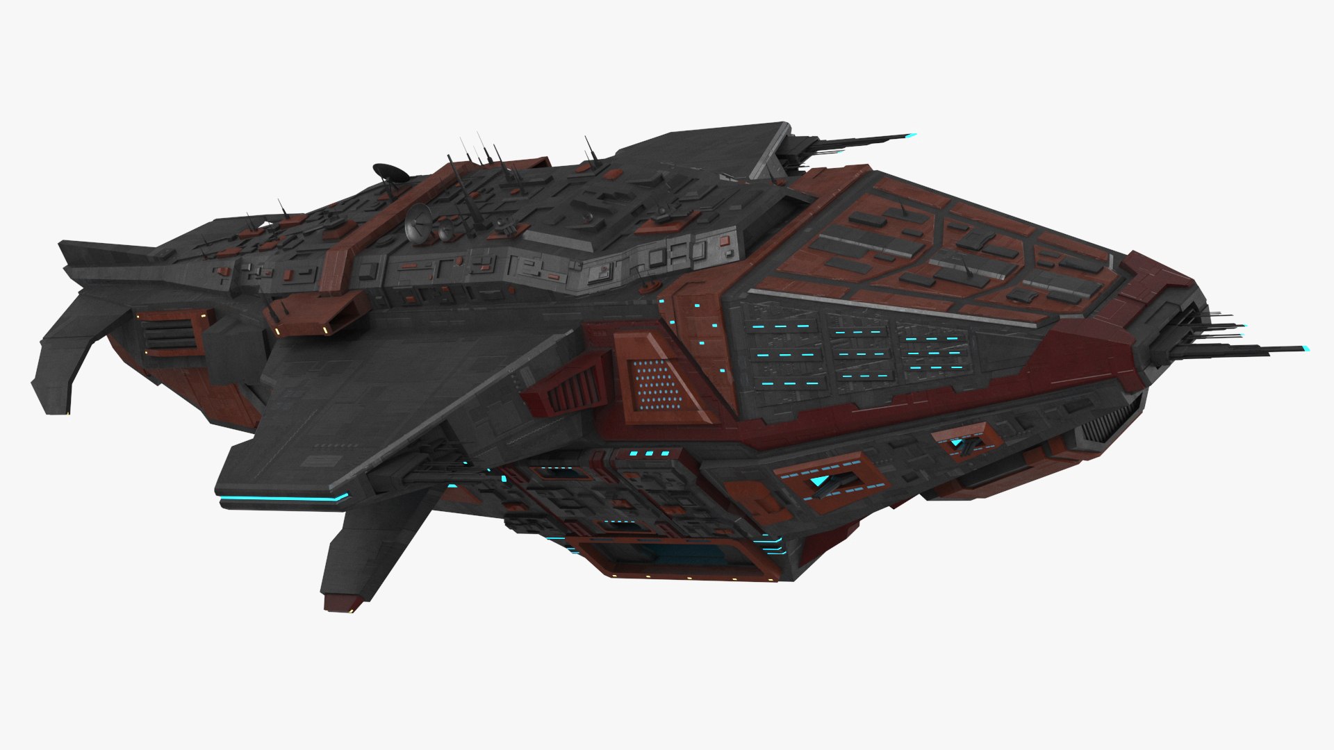 Futuristic Armored Spaceship 3D model preview