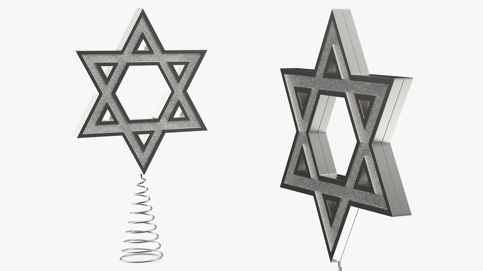 Star of David Tree Topper Silver 3D model preview