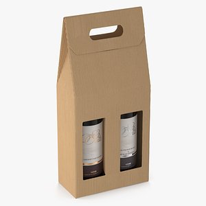Cardboard Craft Two Bottle Box 3D model